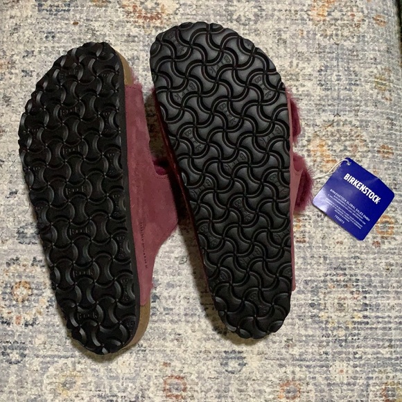 Birkenstock Arizona Shearling Sandals in Maroon - Picture 5 of 14